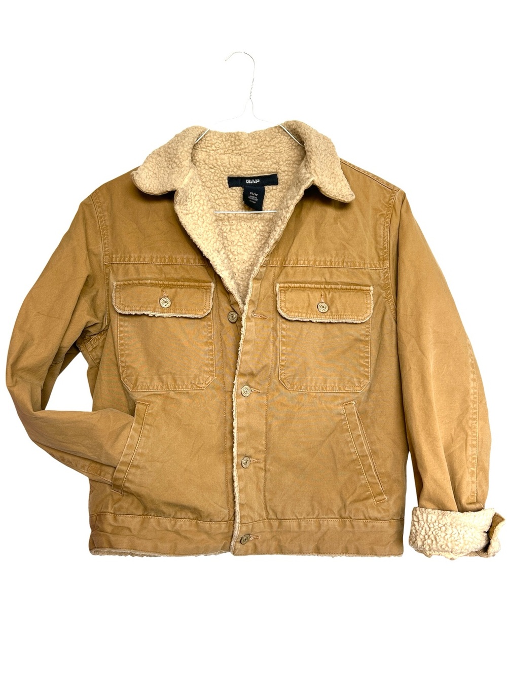 Vintage GAP Tan Sherpa Trucker Jacket Khaki Canvas